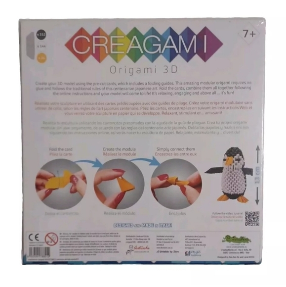 SEALED Creagami Origami 3D Penguin Model Paper Sculptures 463 Pcs Medium Italian - Picture 2 of 4